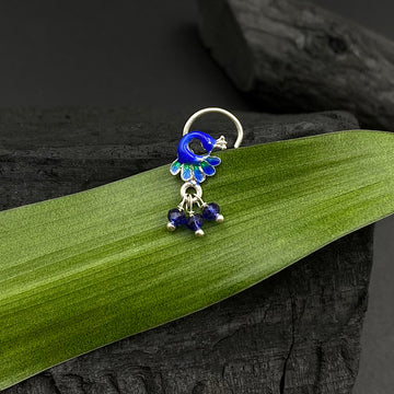 Blue Peacock Nose Pin